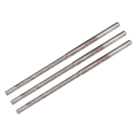 sourcing map Mini Diamond Burrs Grinding Drill Bits for Rotary Tool 2.35mm Shank 2.1mm Cylindrical Ball Nose 3 Pcs
