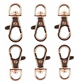 ALLinONE 20pcs Rose Gold Lobster Claw Swivel Clasps Lobster Snap Clasp Hook for Key Ring DIY Craft Jewelry Making 1-1/2"x5/8" (20)