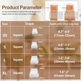 28Pcs Chair Leg Floor Protectors, BAIPOK Furniture Feet Protectors with Stronger Felt Pads, Rectangle Chair Leg Cover Protectors, Rubber Chair Leg Caps for Hardwood Floors(Fit:23-29mm)
