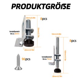 CeyKvo 16-Piece Furniture Feet Metal Height Adjustable Set, 55/105 mm Heavy Duty Furniture Levelling Feet with 96 Screws for Table, Shelf, Cabinet, Workbench