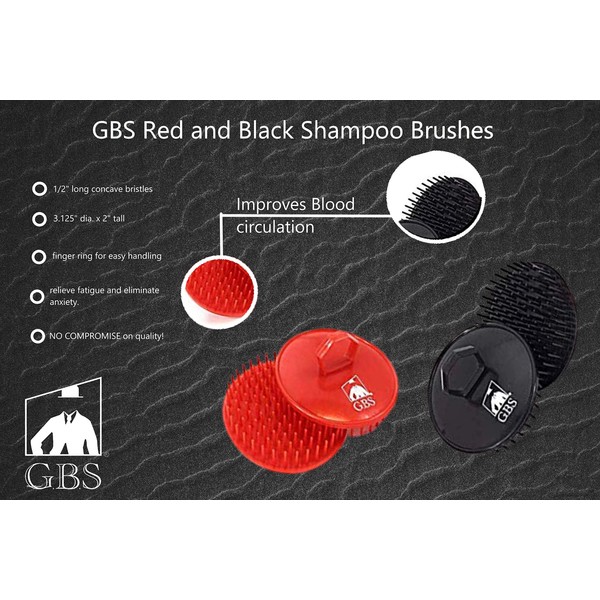 Hair Scalp Shampoo Brush Scrubber 4 Pack GBS (2 Black & 2 Red) For Men & Women Use With Shampoo & Conditioner During Shower Helps Remove Dandruff Exfoliate stimulate Promotes Hair Growth Invigorating Head Massage Comb Home Gym Travel