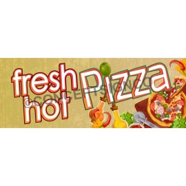 Concept Signs & Graphics 1.5'X4' FRESH HOT PIZZA BANNER Outdoor Sign Pizzeria Shop Place Restaurant Slice