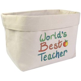 Large 'World's Best Teacher' Canvas Organiser/Storage Bag (OR00032340)