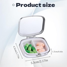 KWSAAHU KWSAAHU Metal 2 Compartment Square Pill Organizer Sealed Travel Pill Container, Mini Size Pill Box for Pocket Wallets Two Times a Day Compact Pill Case for Children, Men and Woman - Bull Skull