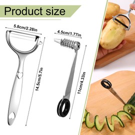 lasuroa 2pcs Spiral Vegetable Cutter, with 1 Peeler Tool Stainless Steel Kitchen Spiral Cutter for Cucumber Potato Vegetable Fruit Kitchen Gadgets for Food Decoration