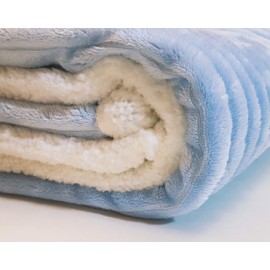 eYone Boy or Girl Large Baby Sherpa Fleece Blanket for Nursery Cot, Car Seat, Pram (80 * 110 cm) (Blue)