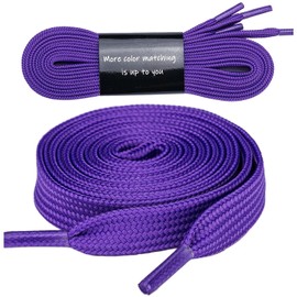Olukssck 1 Pair Flat Shoe Laces for Sneakers, 2/5" Wide Athletic Shoelaces Dark Purple 54 inch(137cm)