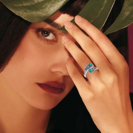 DOLIOX Snake Spoon Rings with Turquoise, Gemstone, Turquoise