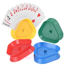 LUXECOVE 4 Pack Playing Card Holders for Kids, Playing Card Holder, Triangular Playing Card Holder, Playing Card Holder, Kids Card Game, Hands-Free Playing Card Holder
