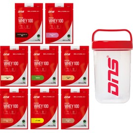 DNS Protein Whey 100 Trial Set with Shaker, 8 Flavors, Starter Set, Whey Protein Trial, Drinkable with Water