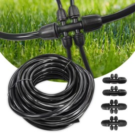 50FT 1/2 Inch Drip Irrigation Mainline Hose,Irrigation Tubing Kit with Two 6-Way and Two 4-Way Connectors for Garden and Landscape Watering System
