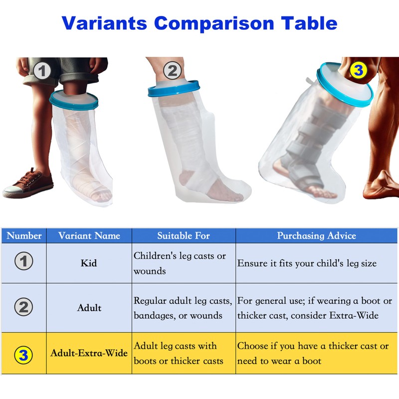 Tideshake - 100% Waterproof Extra Wide Leg Cast Cover for