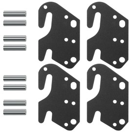 KOPKIO 4 PCS Universal Wood Bed Rail Hook Plates for Headboard Footboard Bed Frame Bracket, Wooden Bed Hook On Bed Rails with Mounting Hardware,Black