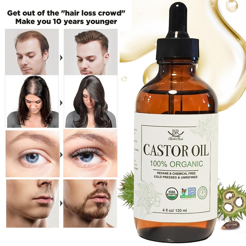 Bathrest Organic Castor Oil 100% Pure Natural Hair Oil for