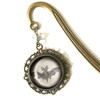 Victorian Bat Goth Brass Bookmark with Reversed Decoupage Glass Cabochon