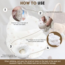 Inflatable Baby Seat for 3-36 Months Babies, Blow up Baby Chair with Built-in Air Pump, PVC Material, Full Enclosure Protection, Outdoor Travel Inflatable Chair for Infant