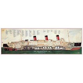 Queen Mary Reproduction Poster 1936 Sectional View! Measures a large 11" x 34" and ready to frame. All text is easily readable!