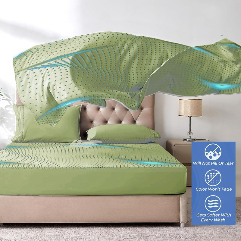 Queen Sheet Set-4pc Luxury Hotel Soft Bed Sheet Set, 100%