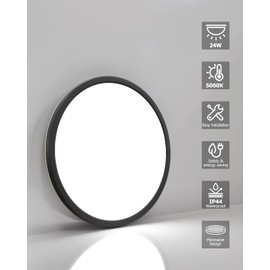 4PACK LED Flush Mount Ceiling Light Fixture Black, 9Inch 24Watt, 5000K Daylight Light, Ultra Slim Flush Mount Ceiling Lamp for Living Room, Dining Room, Hallway,NOT-DIMMABLE