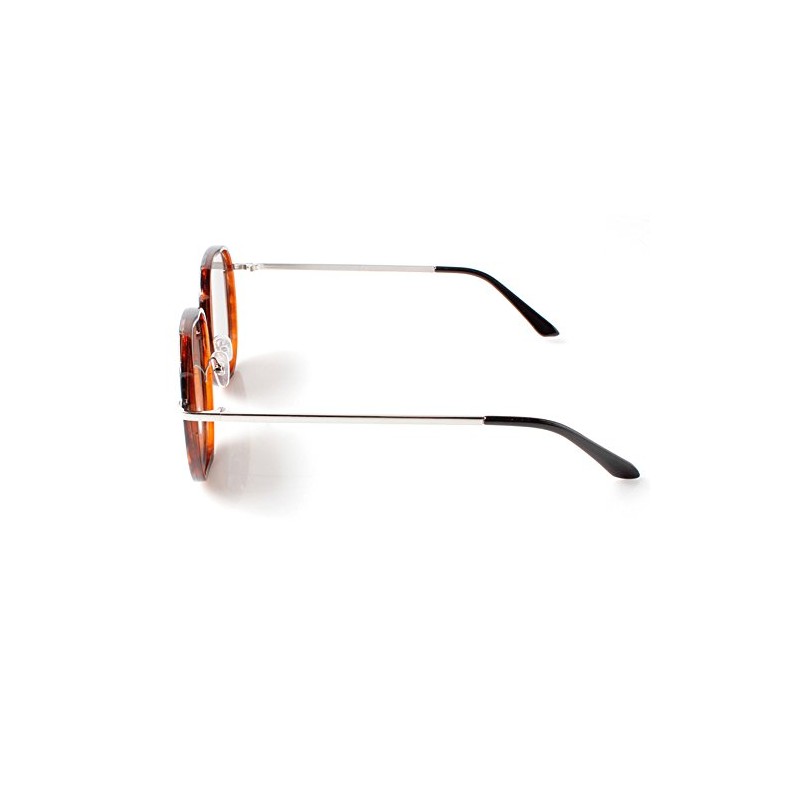 Accessoryo Rounded Tortoise Shell Frame Sunglasses With Silver Mirrored lenses