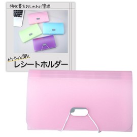 TraEn230 Receipt Holder Receipt Holder Blow File Ticket Payroll Bellows Money Management A6 (Pink)