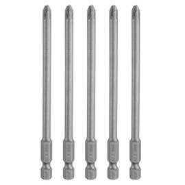 HARFINGTON 5pcs #2 Phillips Screwdriver Bit PH2 1/4" Hex Shank 4" (100mm) Long Magnetic S2 Steel Industrial Grade Screw Driver Bit Cross Head Electric Drill Bits 0.197" (5mm) Rod