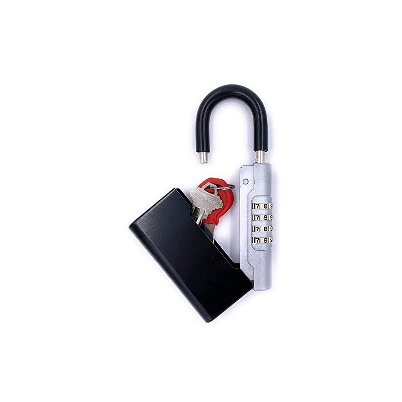 Key Safe Box [Portable] Combination Padlock with Shackle, Key Lock