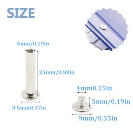 Ruidee 100Pcs/50Set Chicago Screws M5x25mm Book Binding Rivets Screw Posts Round Flat Head Stud Screw for DIY Leather Albums (DZBD/M5x25)