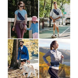 WATERFLY Riñonera de tamaño grande para hombres, mujeres, viajes o correr caminando (azul oscuro)