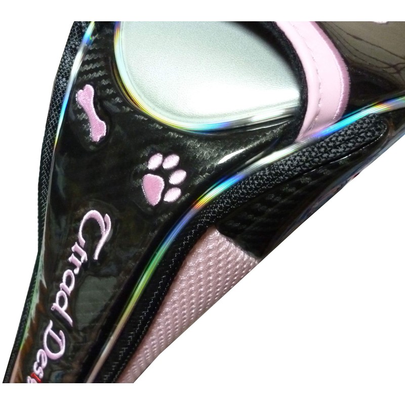 Golf Utility Paw Magnetic Headcover (Black/Pink)