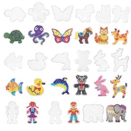 Pmueuff Ironing Beads Plates Set, 5 mm Ironing Beads Templates, Ironing Beads Stencils Beads for Crafts, Pegboard Templates, 15 Patterns Craft Plates, DIY Craft Beads, Gift, Children, Pack of 15