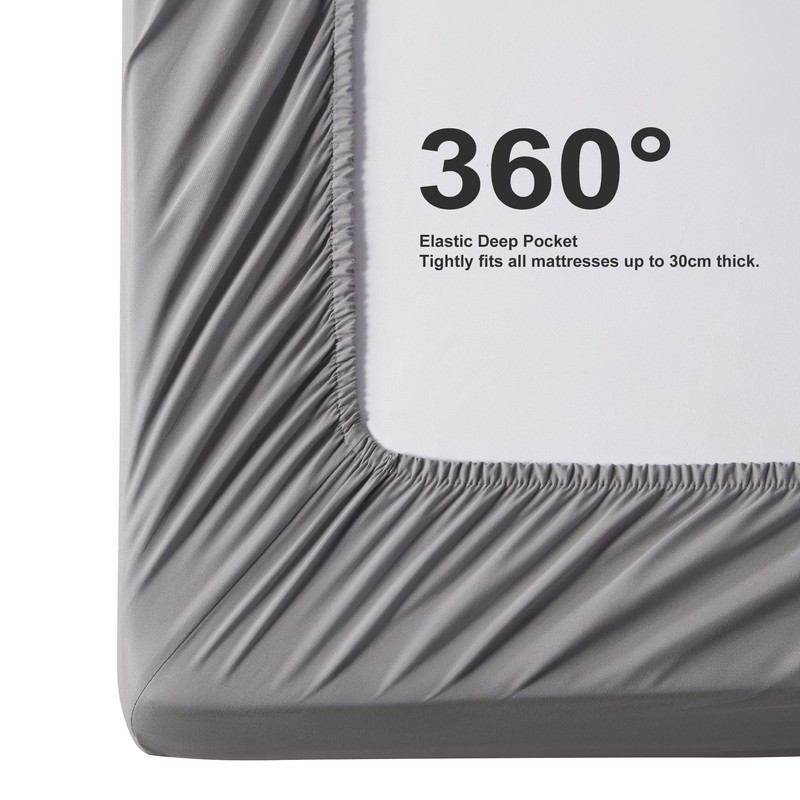 Sonive Super King Fitted Sheet, Light Grey Breathable Bed Sheet,