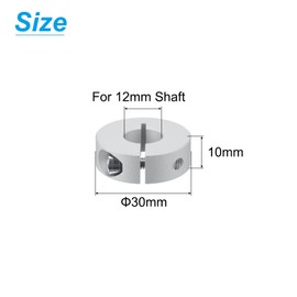 sourcing map Single Split Shaft Collar Set for 12mm Shaft, One-Piece 2pcs Clamping Collars 30mm OD, 10mm Thickness, Aluminum Alloy Clamp-On Collar with M4 Set Screws and a Wrench