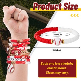 Huquary Baseball Bracelet Baseball Accessories Baseball Gifts Baseball Bracelets for women Baseball Clay Beaded Stretch Bracelets for Baseball Party Favor