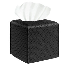 Tissue Box Cover Holder 1 PC Square PU Leather Napkin Wipes Case For Bathroom Decorative Vessel Paper Organizer Cube For Table Top Vanity Countertop Facial Paper Dispenser For Bathroom, Car, Office