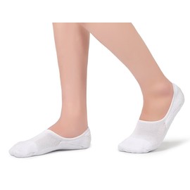 Leotruny Women's Cushion Sweat-absorbent Breathable Soft Athletic No Show Socks (White, Women shoe size:7-11)