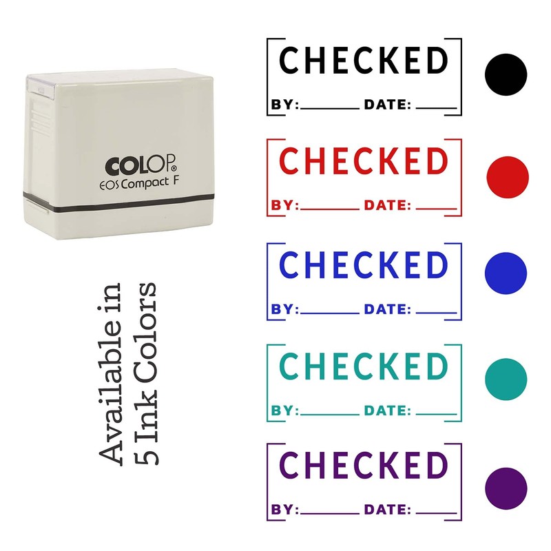 Printtoo Checked by Date Self Inking Rubber Stamp Pre-Inked Office