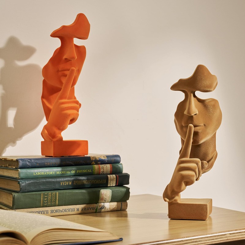FOLKOR LIFE Thinker Statue Speak No Evil with Soft Velvety