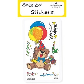 Suzy's Zoo Stickers 4-pack, Happy Birthday" 10126