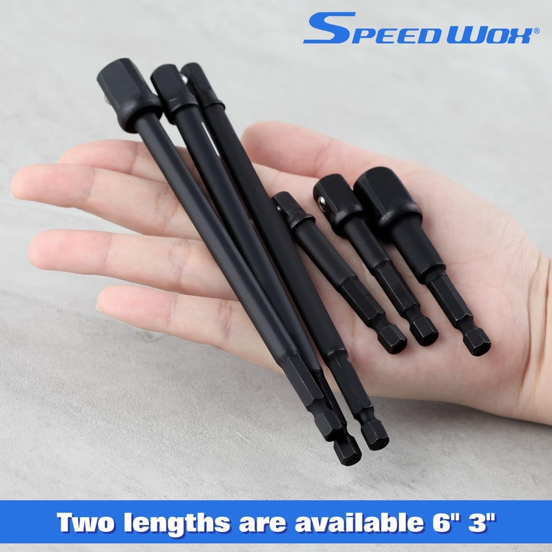 SPEEDWOX 6Pcs 3-Inch and 6-Inch Impact Grade Socket Adapter Set