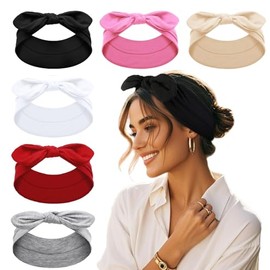 Tobeffect Diademas tipo bandana para mujer, estilo bohemio, color sólido, bandas elásticas para la cabeza con lazo para el cabello de mujer, antidesli