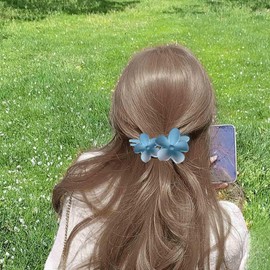 Inilbran Boho Flower Hair Clips Vintage Flower Hair Claw Clips French Flower Floral Hair Clips Pin Flower Non Slip Hair Clips Grip Hawaiian Flower Decorative (Blue)