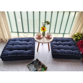 Floor Pillow 25x25 Inch Square Meditation Cushion Floor Seating for Adults Oversized Tufted seat Cushion Reading Nook for Kids, Yoga Meditation Pillow for Sitting on Floor (Navy)