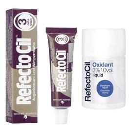 RafectoCil Cream Hair Dye Brown No. 3 (15ml) & RafectoCil Oxidant Developer Liquid 3% 10 Vol (100ml) – Professional Eyebrow & Eyelash Tint Kit – Long-Lasting Color, Gentle Formula