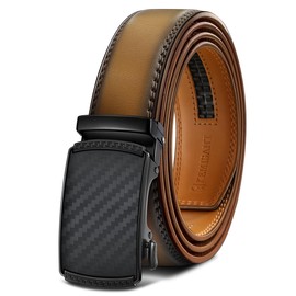 KEMISANT Men Belt, Ratchet Leather Belt Adjustable Click For Men Dress Casual Pants Jeans,Cut for Fit(Tawny,38"-44" Waist Adjustable)