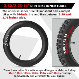 AR-PRO 2.50/2.75-14 Dirt Bike Inner Tubes with TR4 Straight Valve, 60/100-14 Heavy Duty Motorcycle Tube for 50cc to 160cc Dirt Pit Bike Tires, Compatible with Apollo RFZ Atomik Thumpstar etc (1-Pack)