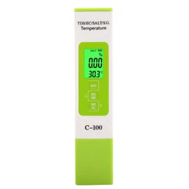 TOPINCN C-100 Probador de Calidad del Agua, 5 en 1 Probador de Salinidad TDS EC Temp Agua de Mar, Medidor TDS Probador de Salinidad Detector Digital de Calidad del Agua Pluma de Prueba de