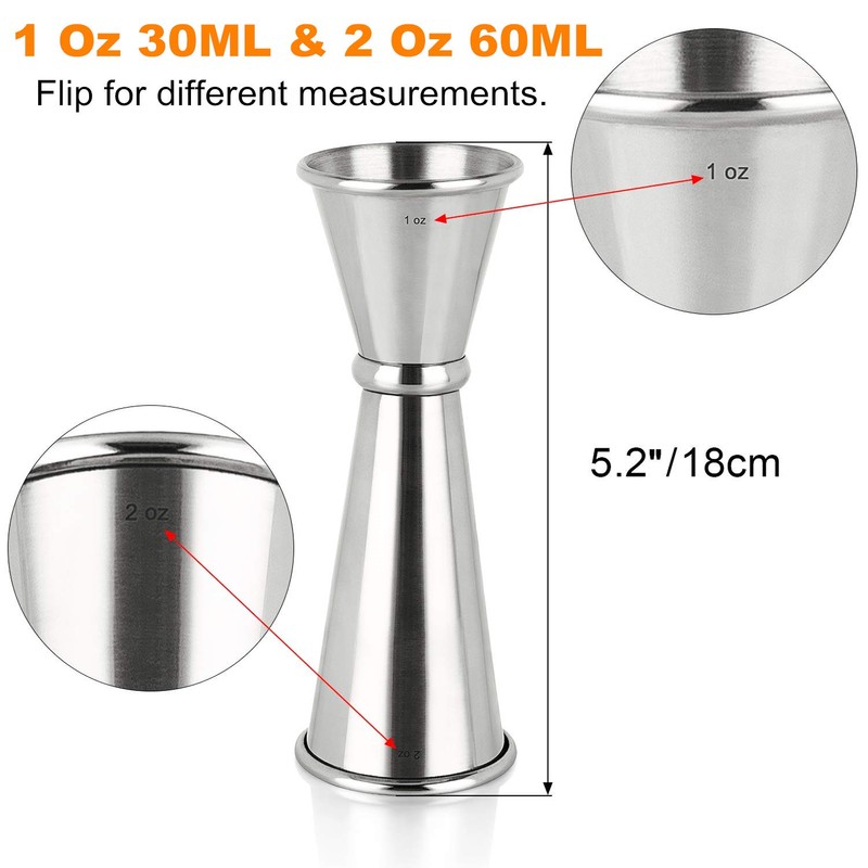 Double Clear Plastic and Stainless Steel Japanese Style Jigger, Set