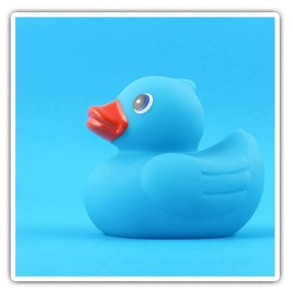 Square Stickers (Set of 2) 10cm - Blue Toy Duckling Bath Time Baby Boy Fun Decals for Laptops,Tablets,Luggage,Scrap Booking,Fridges, #16702