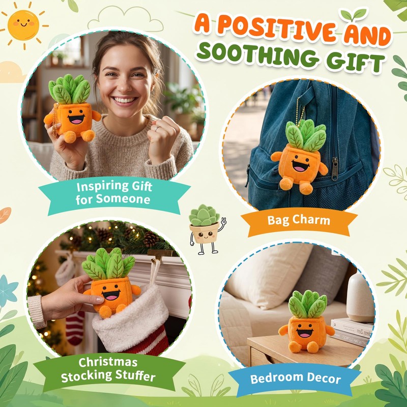 FunisFun Succulent Plant Plush - Happy Grow Pots Artificial Succulent